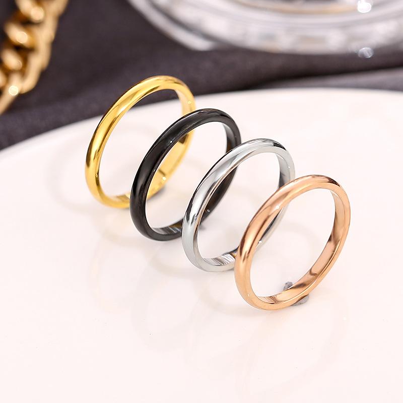 Japanese and Korean foreign trade simple titanium steel ring smooth diamond ring female couple pair ring thin stainless steel ring jewelry