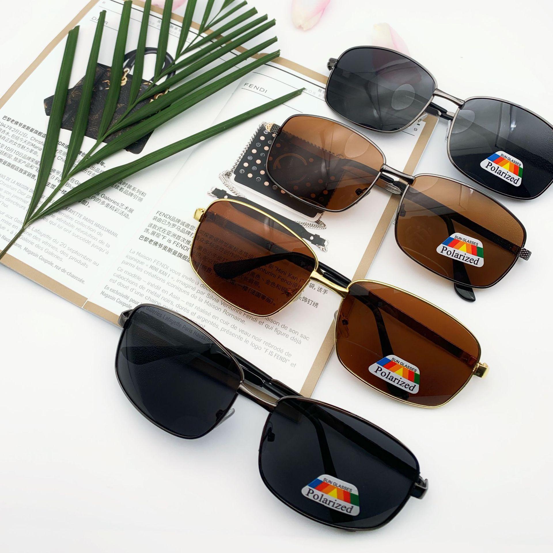 Polarized Glasses for Fishing, Driving, and Travel, Men's New Single-Bridge Square Frame Anti-Glare Sunglasses Wholesale