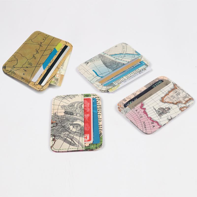 Korean style men's short map magic wallet card holder thin unisex magic bag change small card holder