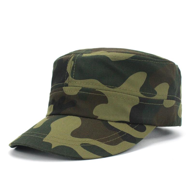 Wholesale Mountaineering Men's Hats, Trendy Summer Outdoor Camping Camouflage Hats, Flat-Top Hats, Military Training Hats