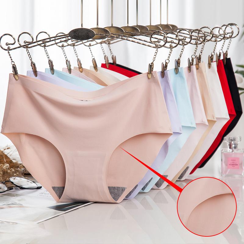Women's Ice Silk Underwear Seamless Underwear One-piece Underwear Breathable Mid-waist Sexy Women's Underwear Briefs 840