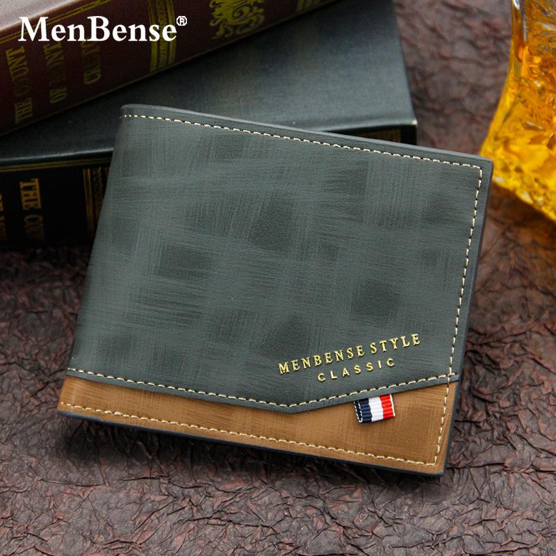 Menbense Korean Style Hinge Hot Stamping Printed Men's Wallet Short Frosted Multi-Card Slot Large Capacity Men's Wallet