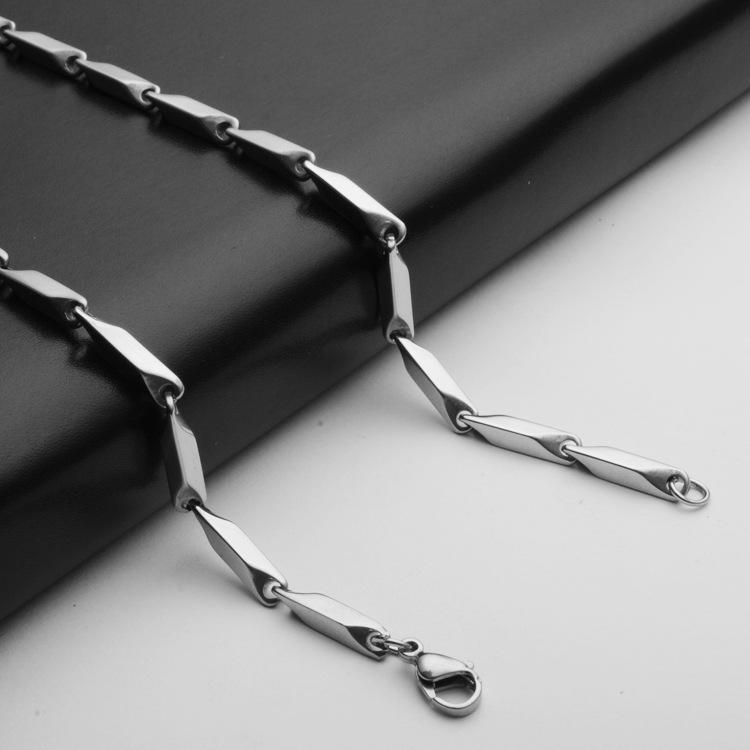 Stainless Steel Necklace Titanium Steel Men's Chain Handmade Diamond Chain Girl's Pendant with Chain Melon Seed Chain Jewelry Accessories
