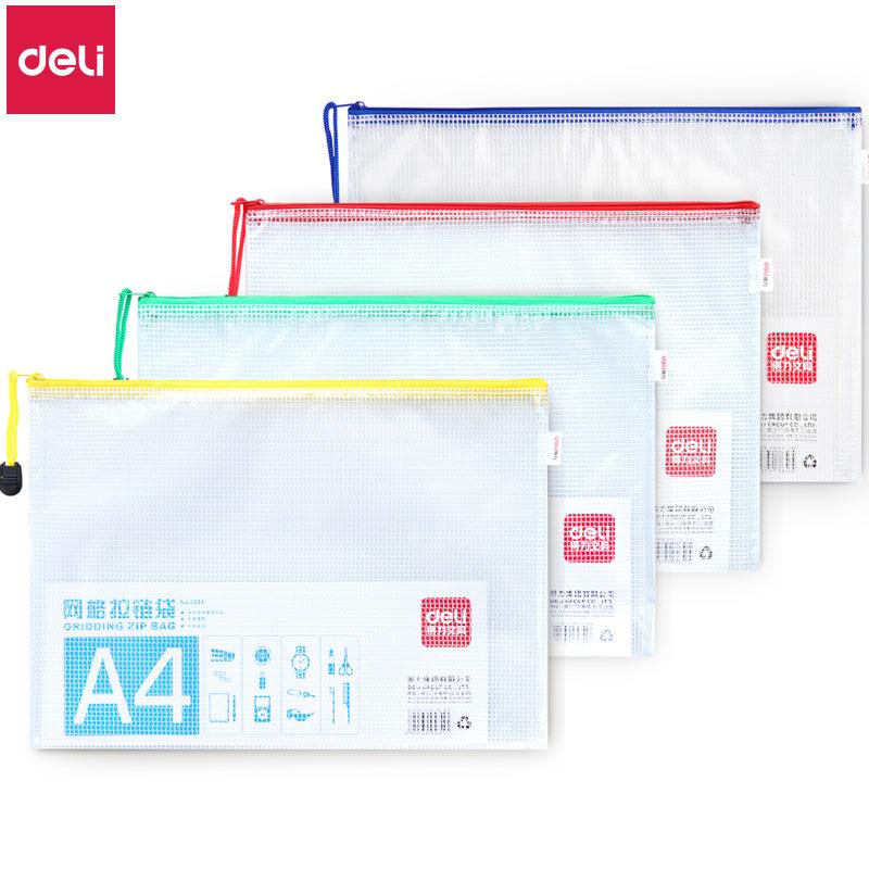 Deli Zipper Bag 5654 File Bag Transparent Plastic Mesh Bag A4 Briefcase Zipper Bag Information Bag