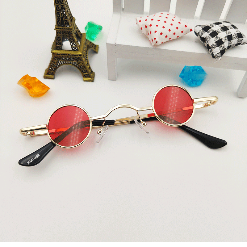 26 Retro Hip-Hop Sunglasses Small Frame Round Tiktok Internet Celebrity Street Style Mini Glasses Trendy Unisex Quirky Sunglasses