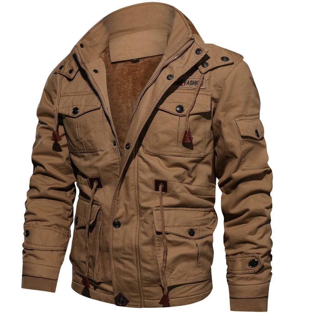 2024 factory direct autumn and winter men's detachable hooded fleece-lined thickened washed coat plus size casual jacket