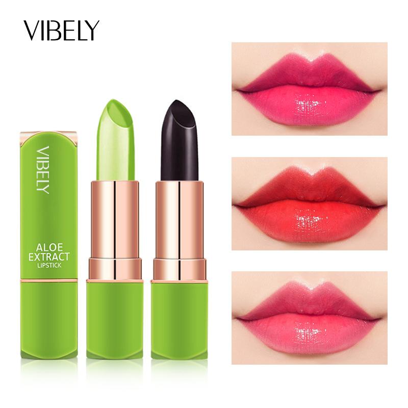 Vibely Aloe Vera Moisturizing Warm Color Changing Jelly Lipstick Moisturizing Lip Gloss Lip Care Lip Balm Quick Shake