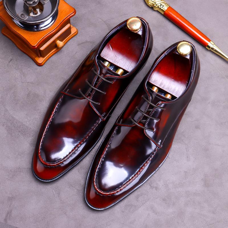 2026 Autumn/Winter Men's Leather Shoes, Cowhide Brand Casual Youth Formal Men's Driving Patent Leather Shiny Leather Cross-Border Men's Shoes