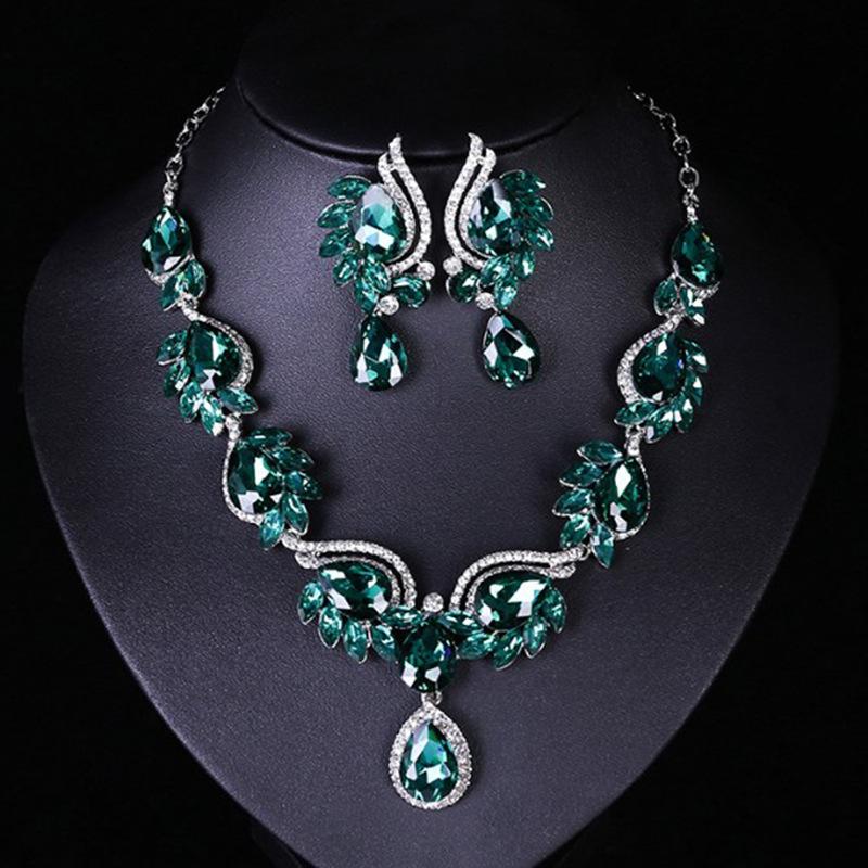 Gem necklace earrings suit fashion bridal banquet dress female accessories