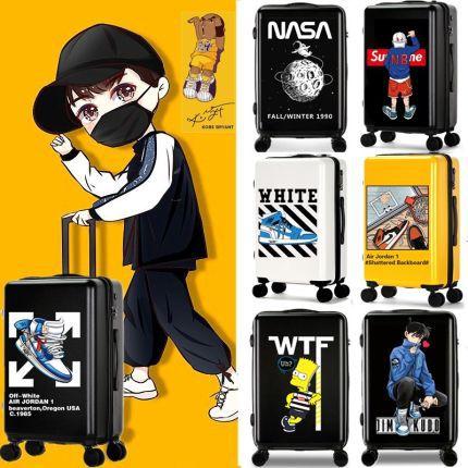 24inch Customized Logo Printed Luggage Suitcase for Students, Ladies, and Children; Trendy Travel Suitcase with Wheels
