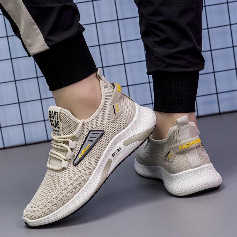 Sports Shoes for Men, Spring New Style, Fly-Woven Mesh Casual Shoes, Foreign Trade Soft-Soled Comfortable Running Shoes, Trendy Men's Shoes