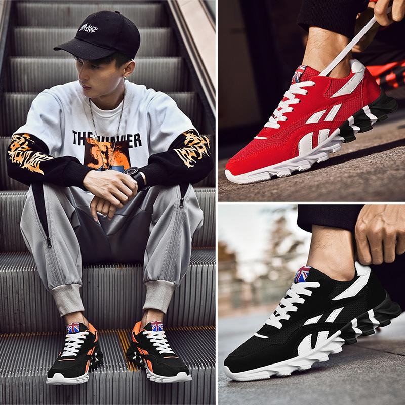 Spring New Sports Blade Running Shoes Korean Style Trendy Fly-Knit Breathable Large Size Low-Top Running Shoes for Men and Couples