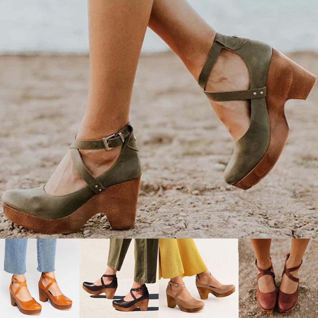 B125 thick heel thick bottom waterproof platform shallow mouth shoes women's shoes Europe and America Amazon independent station WISH source EBAY