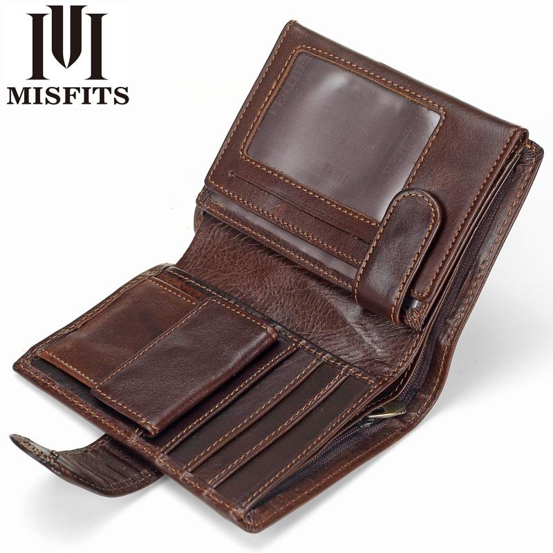 Cross-Border Men's Short Genuine Leather Wallet Retro Coin Clip First Layer Cowhide Vertical Card Holder Large Capacity