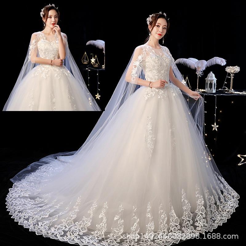 Suzhou Huqiu Slim-Fit Trailing Wedding Dress 2026 New Style Wedding Dress with Trailing Tail, Off-Shoulder, Plus Size, Simple Chinese Style