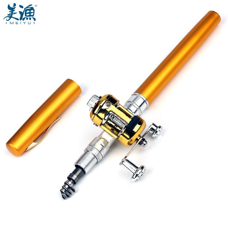 Meiyu Aluminum Alloy Pen Fishing Rod Mini Portable Pocket Small Fish Rod Ice Raft Fishing Bridge Fishing 1m A-P