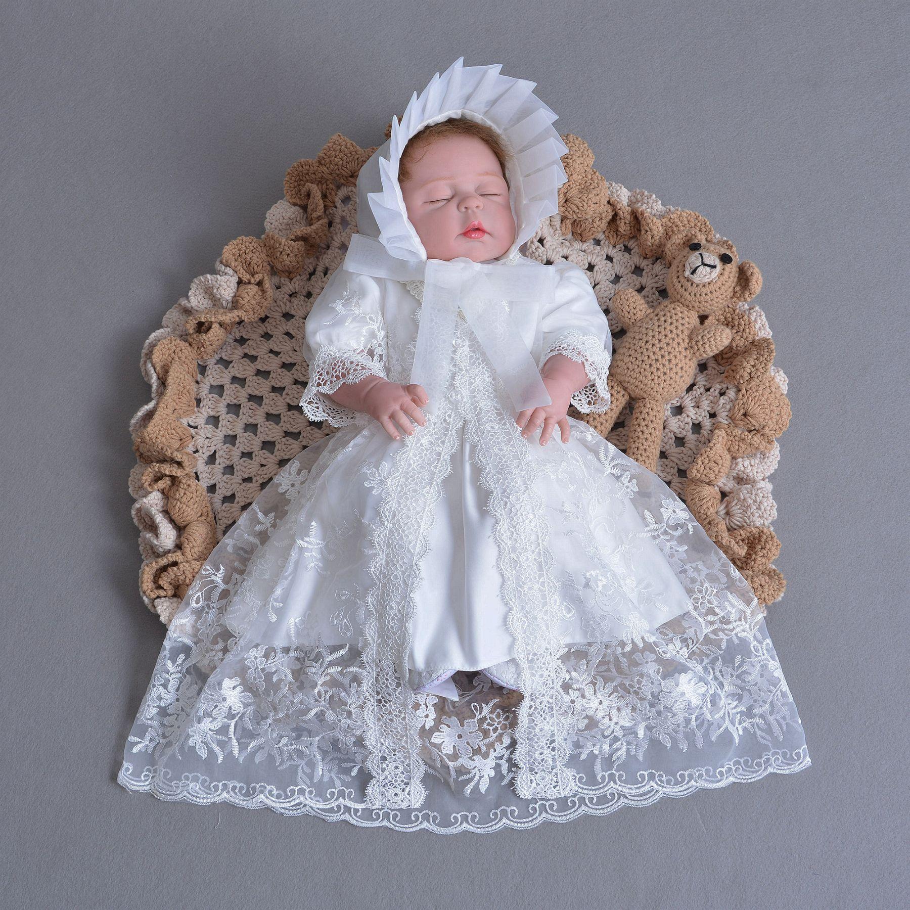 208-European and American court style lace dress wash dress baby princess dress baby wedding dress three-piece suit hat