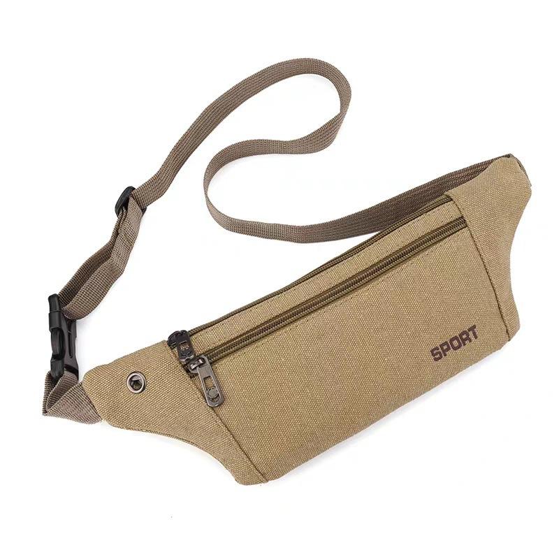 Men's Invisible Ultra-thin Canvas Waist Bag Multi-functional Sports Mobile Phone Bag Outdoor Riding Personal Mobile Phone Small Waist Bag