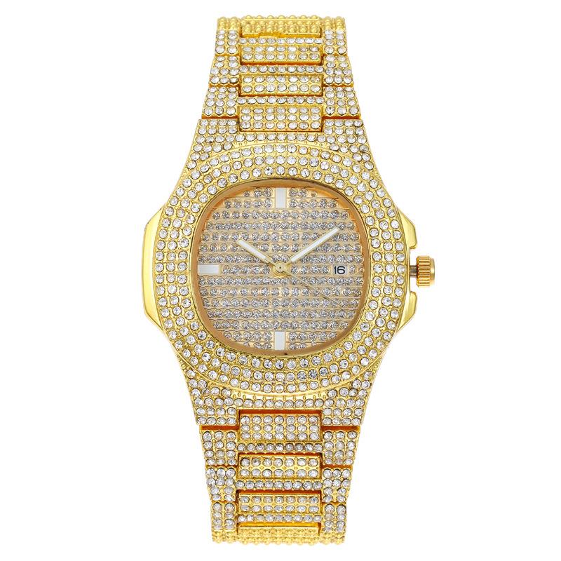 Cross-border hot foreign trade gypsophila rhinestone quartz watch full diamond band calendar ladies watch steel band watch women Wholesale