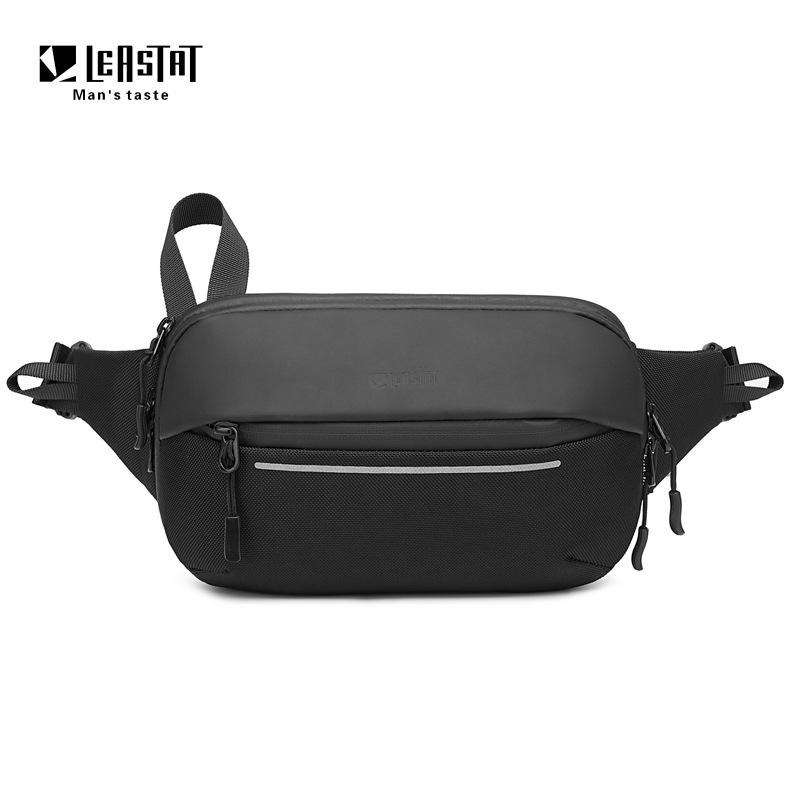 New Men's Waist Bag, Korean Style Functional Chest Bag, Simple and Fashionable Shoulder Bag, Sports Multi-Functional Expandable Crossbody Bag