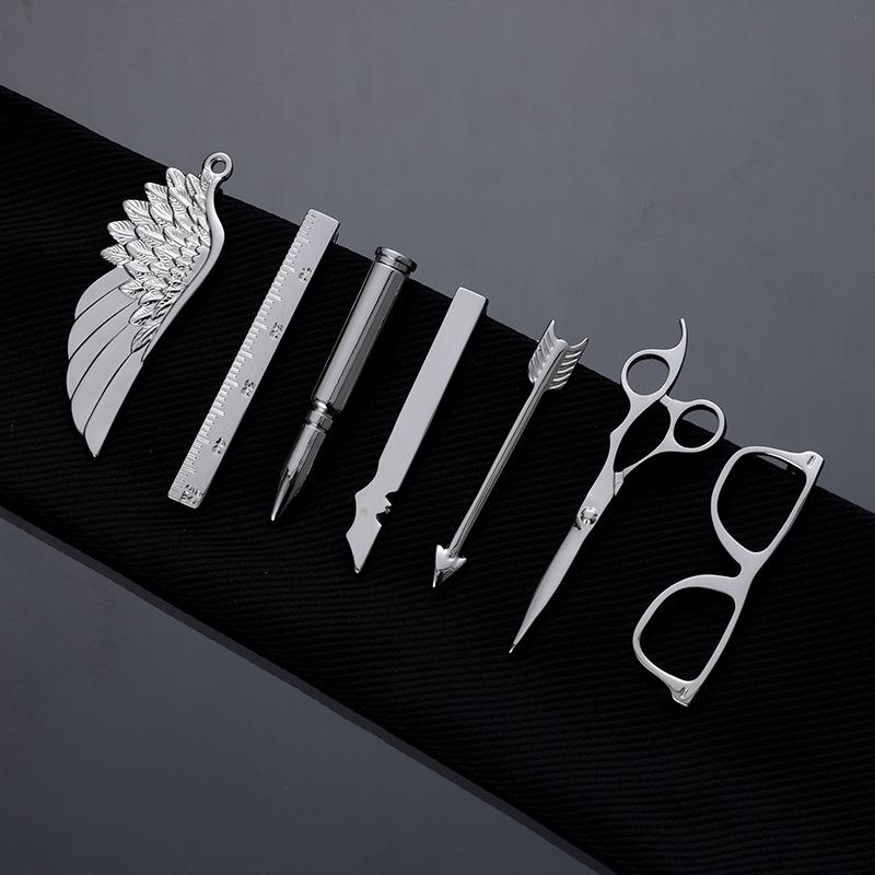 Tie Clip Men's Business Formal Wear Simple Tie Buckle Men's and Women's Pins Professional Korean Style Glasses Collar Clip Silver