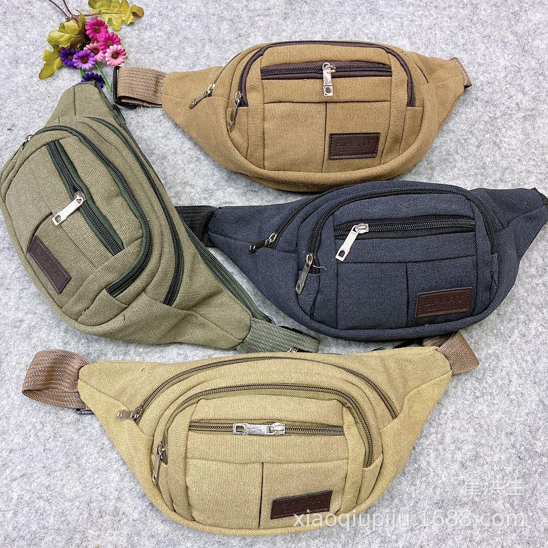 Leisure outdoor sports canvas waist bag multifunctional storage shoulder chest bag outdoor fitness anti-theft retro collection bag