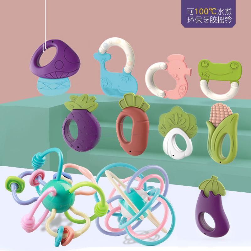Factory Direct supply baby rattle teether 0-1 years old 3-6-10 months baby educational toys European and American color series