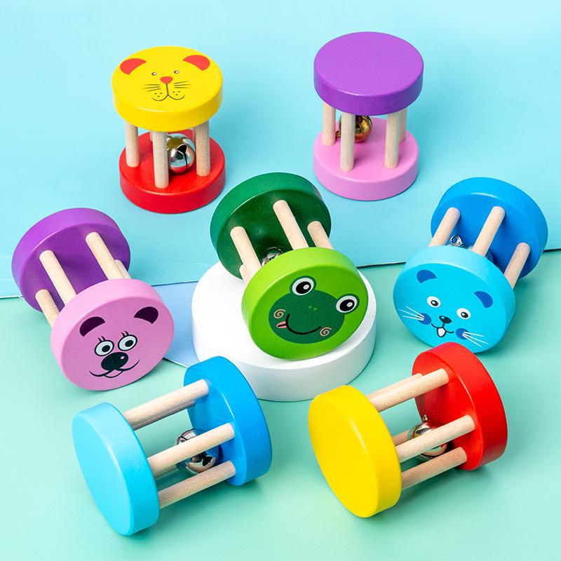 Wholesale baby cartoon wooden rattle p0.05 children's educational early education Orff musical instrument baby music to play
