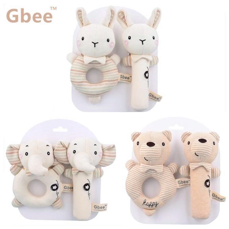 2026Gbee New Cotton Hand Rattle Stick Baby Round Rattle Infant Soothing Toy Rattle Stick Hand Rattle