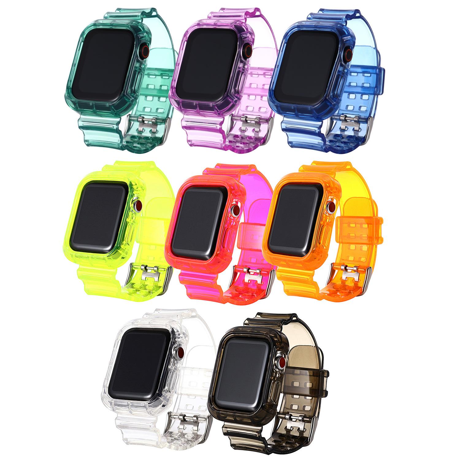 Suitable for Apple Watch Straps, Universal for Apple S12/11/10 Generations, Glacier Transparent Integrated Strap 46mm