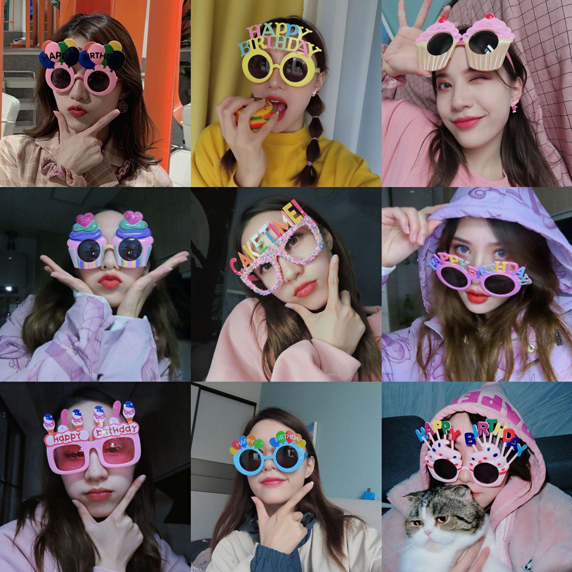 Birthday Hat Glasses, Birthday Cake Funny Sunglasses, Happy Birthday Party Glasses
