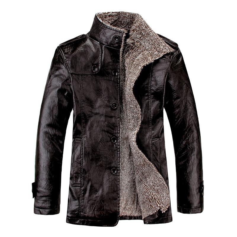 Spot cross-border large size leather men's coat autumn and winter lapel fur jacket dad leather jacket 7XL8XL