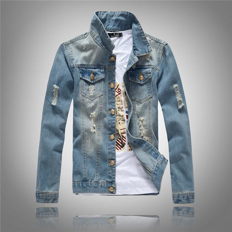 Kuole Korean style trendy men's Denim jacket men's washed denim jacket slim fit Denim jacket light color men's jacket