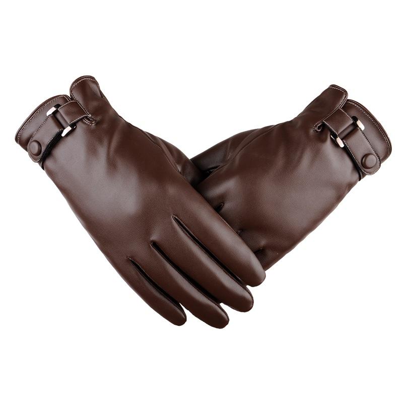 Autumn and Winter Gloves for Men, Touchscreen Leather Gloves, Faux Leather, Washed Leather, Pu, Cycling, Driving, Fleece-Lined, Warm, Export Gloves