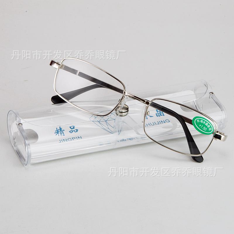Factory Sales of East China Sea Glass Reading Glasses Street Stall Crystal Full Frame Elderly Glasses Transparent Box Wholesale Elderly Reading Glasses Presbyopia