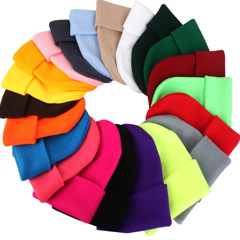 Fluorescent Cap Amazon Acrylic Wool Cap Men's and Women's Couple European and American Autumn and Winter Knitted Pullover Cap Candy Color Hat