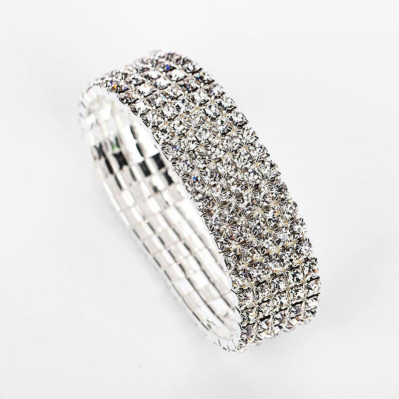 Korean Version of Classic Stylish Fashion Trendy Women's Elastic Rubber Band Elastic Full Diamond Bracelet Bracelet Jewelry Wholesale B053