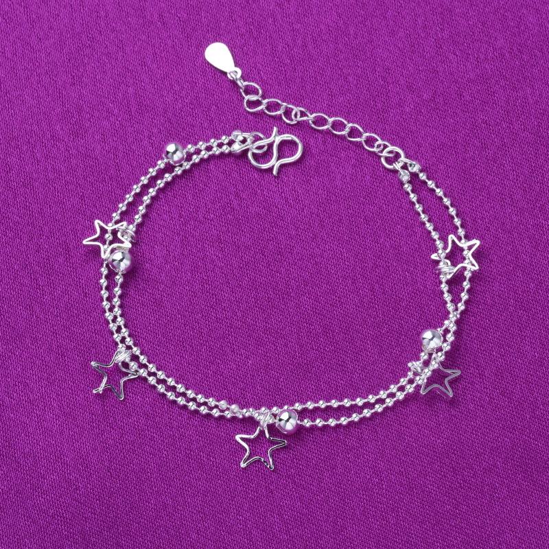Hot Selling Bracelet Chain Anklet Korean Style Fashion Women's Double Layer Star Bracelet Foreign Trade Daily Jewelry Wholesale Factory