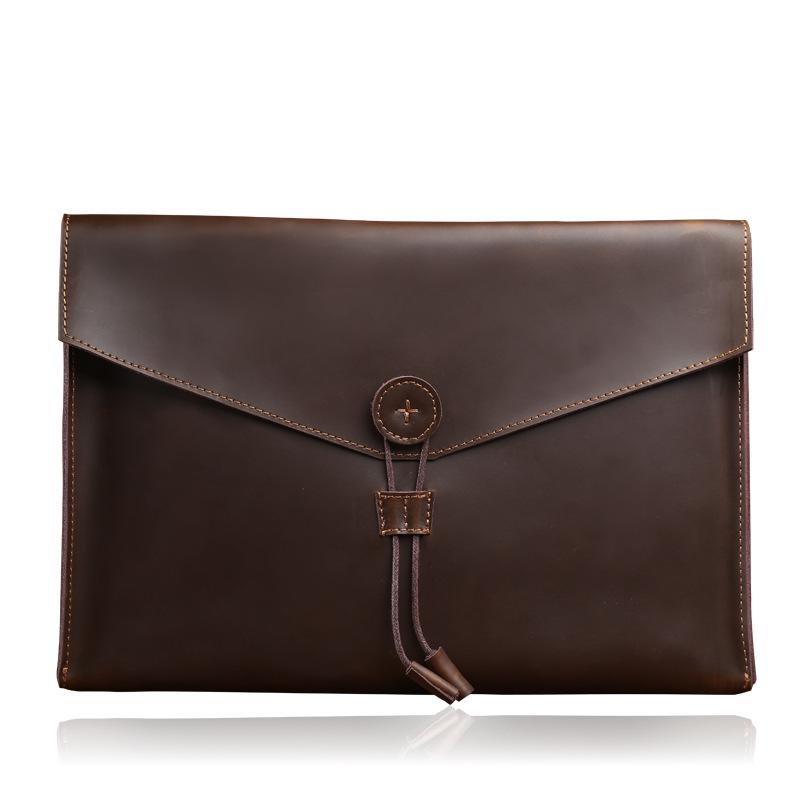 SOURCE Factory genuine leather business briefcase A4 paper large capacity file office bag Crazy Horse kraft bag one-piece delivery