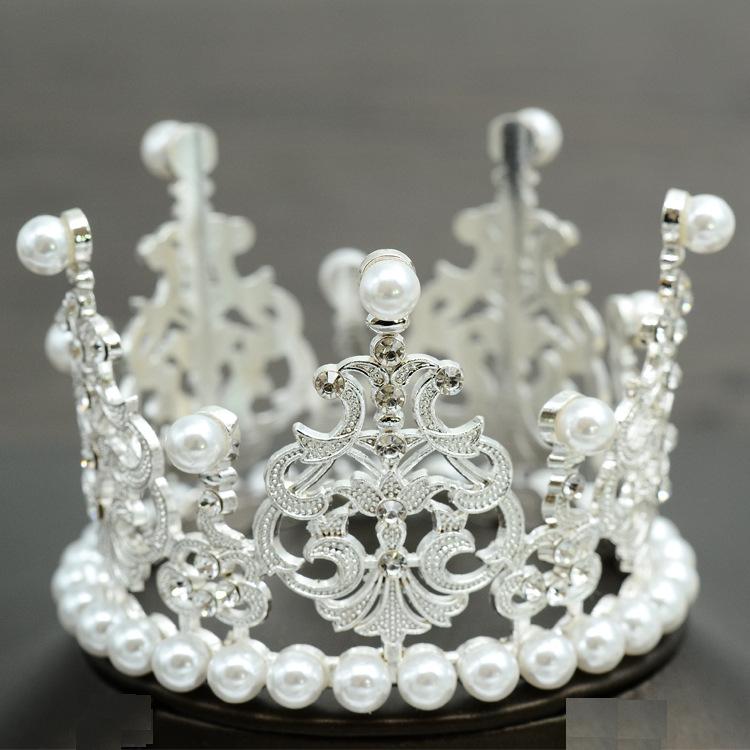 Bridal Large Crown Jewelry Full Diamond Headdress Hair Crown New Wedding Pearl Birthday Baking Cake Decoration for Adults