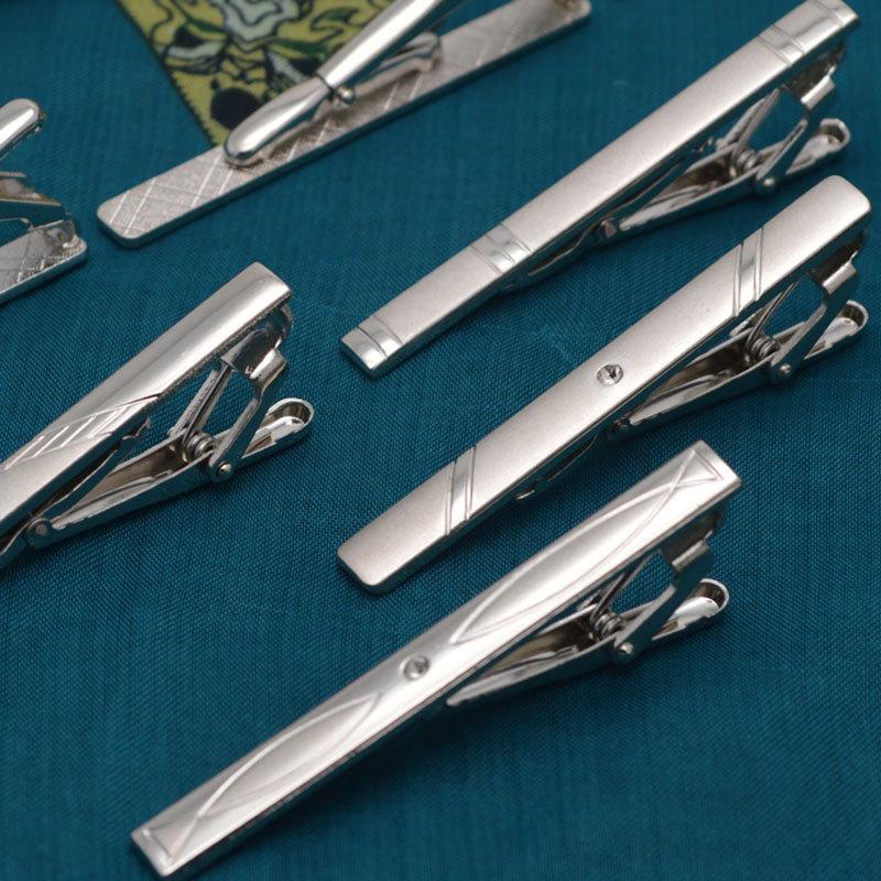 Men's Silver Sandblasted Iron Tie Clip with Laser Engraved Logo, Business Tie Clip, Security Tie Clip, Factory Wholesale