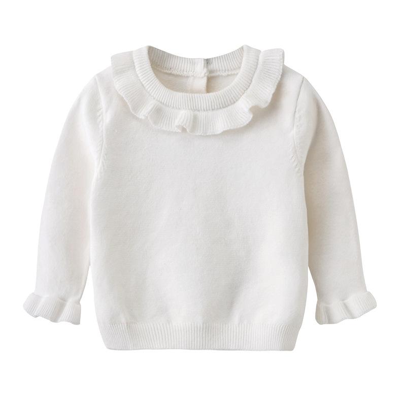 Ins Autumn and Winter Explosions Baby Knitted Sweater Baby Cotton Line Lotus Leaf Crewneck Sweater Girls' Long Sleeve Base Clothes