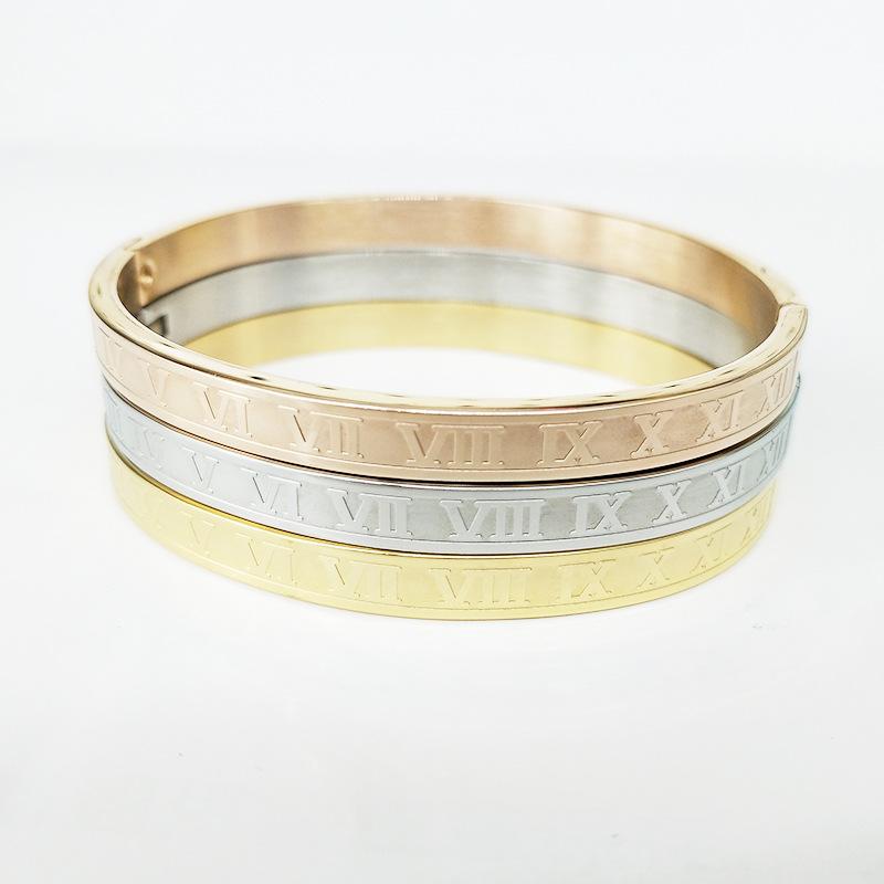 Fashion European and American Roman numeral bracelet family gift titanium steel bracelet female Roman character stainless steel bracelet