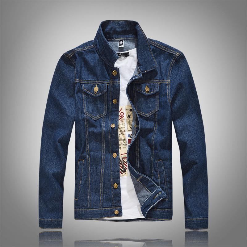 Men's Spring and Autumn Slim-fit Blue Denim Jacket Korean Style Slim-fit Long-sleeved Jacket Fashionable Denim Top for Youth