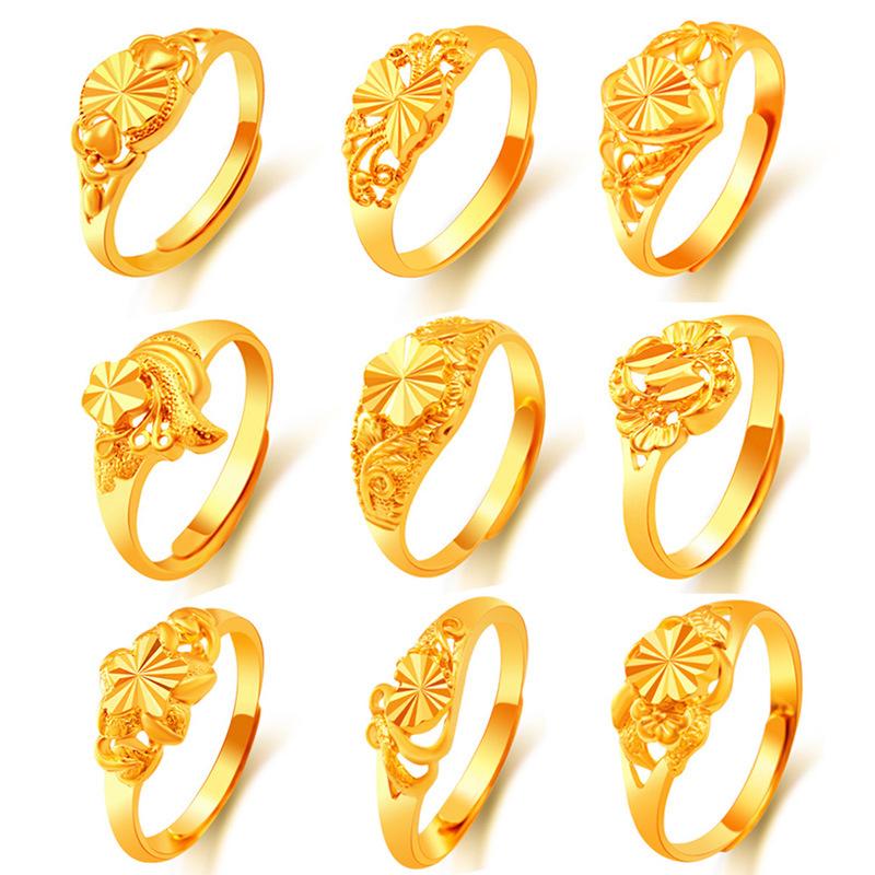Alluvial Gold Ring for Women That Will Not Fade for a Long Time, Niche Sweet Imitation Gold Open Ring for Women, Copper Alloy Accessories, New Product Wholesale
