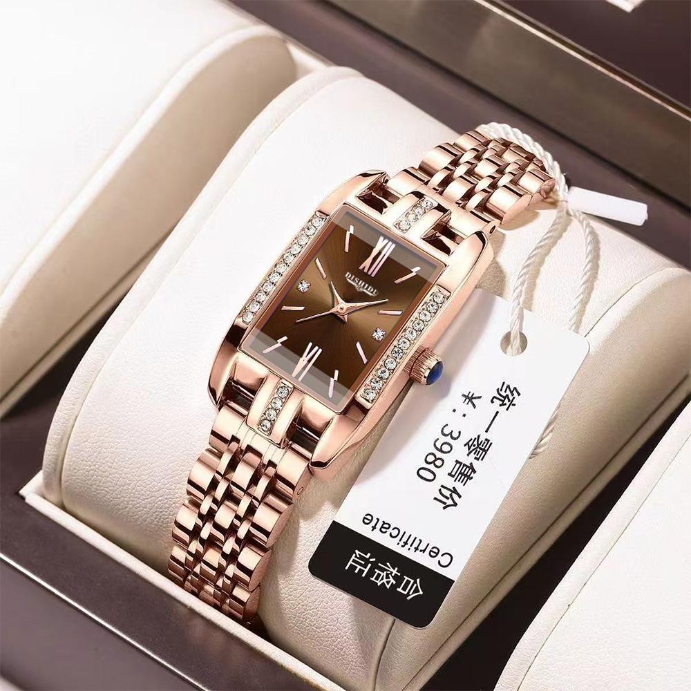 Tiktok Hot-Selling Fashion Luxury Women's Watch with Diamonds, High-End Stainless Steel Strap, Fashionable Waterproof Watch for Women