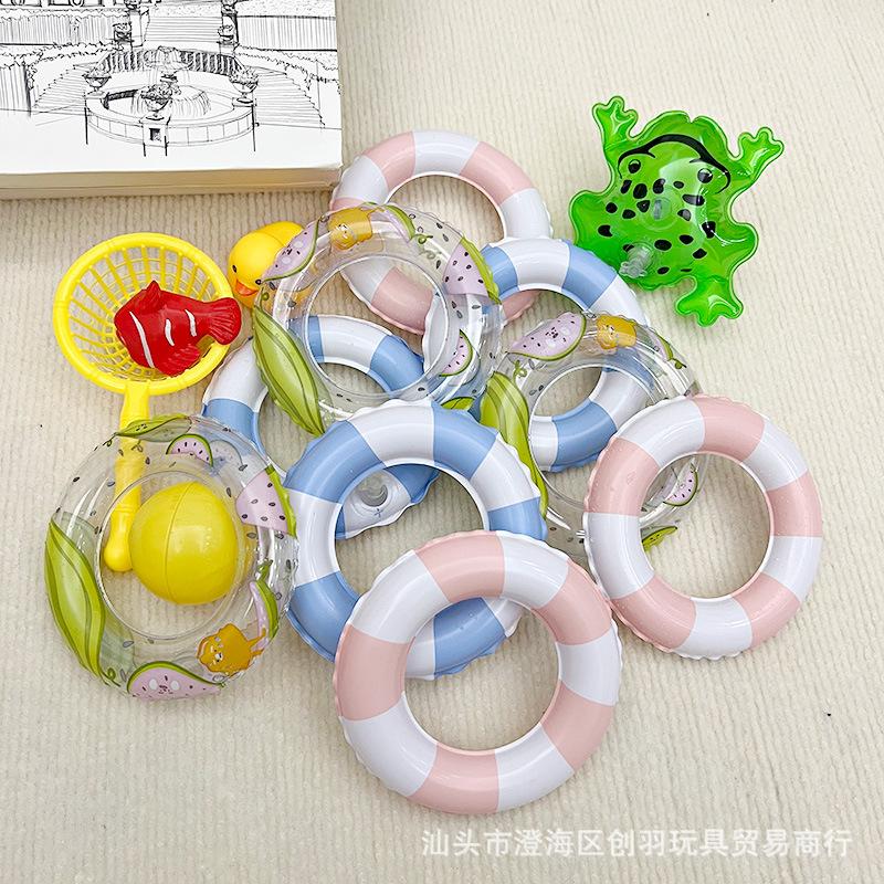 Shake Tone Same Turtle Swimming Ring Water Play Toy Watermelon Ice Cream Cup Holder Base Inflatable Mini Swimming Ring Decoration
