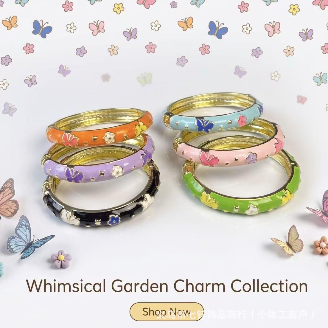 Summer New Product Butterfly Children's Bracelet, Cross-Border Bestseller, Alloy Enamel Oil-Drip Craft, Zinc Alloy Floral Jewelry