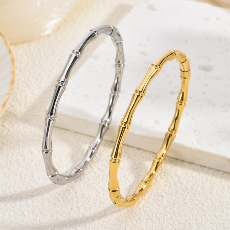 Cross-border explosions tide stainless steel vacuum plated 18K gold non-fading bamboo bracelet wearable washable lucky