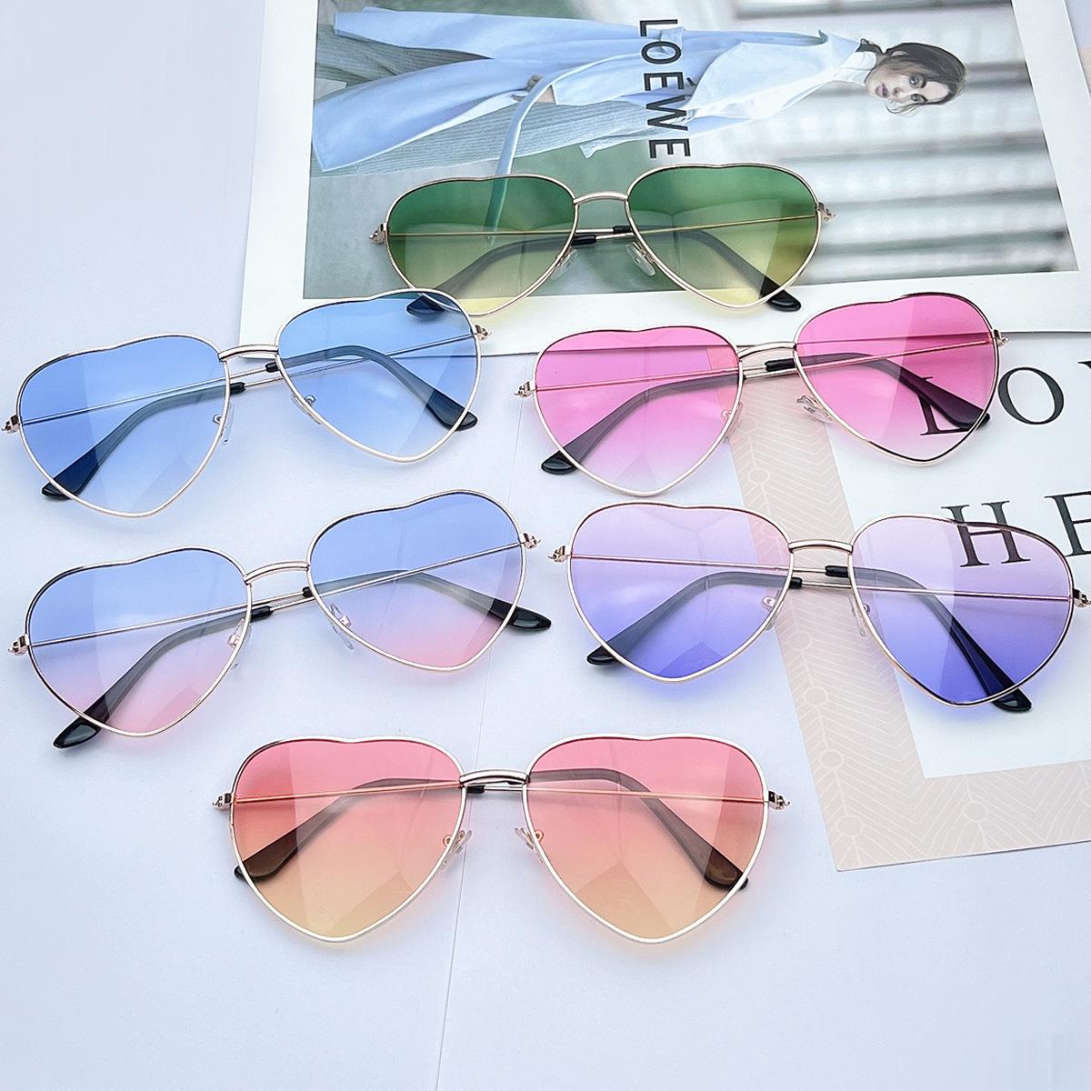 New Fashion Retro Metal Heart-Shaped Ocean Lens Sunglasses, Heart-Shaped Sunglasses for Women, Cross-Border Heart-Shaped Sunglasses